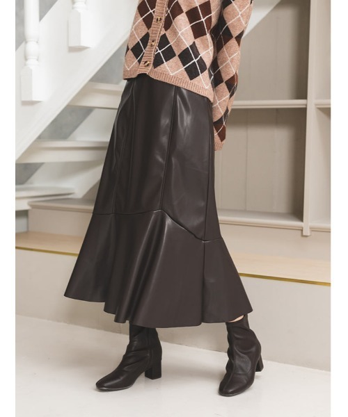 fifth calin(フィフスカラン)の「総ゴムレザーマーメイドスカート(スカート・レディース・ブラック/ブラウン・SMALL/MEDIUM)」の2枚目の写真
