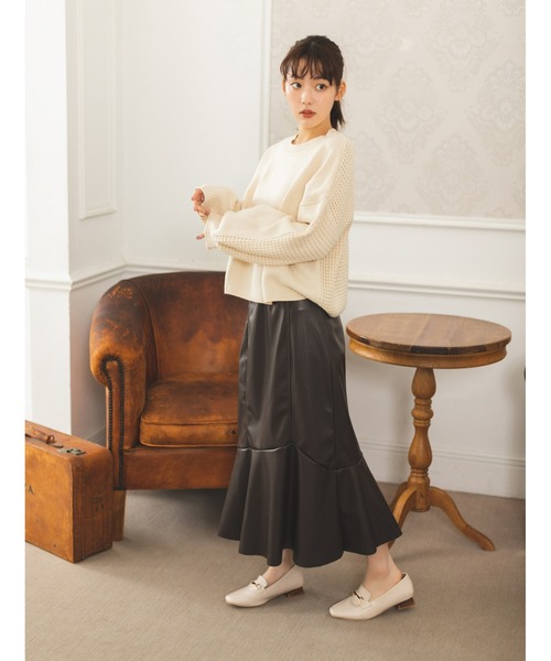 fifth calin(フィフスカラン)の「総ゴムレザーマーメイドスカート(スカート・レディース・ブラック/ブラウン・SMALL/MEDIUM)」の12枚目の写真