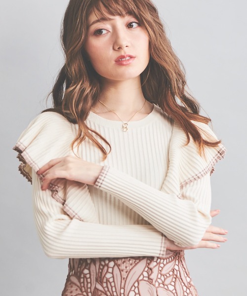 NOELA（ノエラ）の「配色フリルニット（ニット/セーター・レディース・オフホワイト/ベージュ/ブラック・フリー）」の2枚目の写真