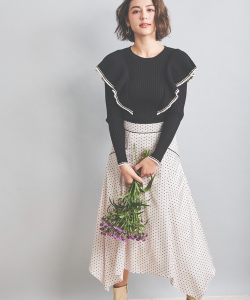 NOELA（ノエラ）の「配色フリルニット（ニット/セーター・レディース・オフホワイト/ベージュ/ブラック・フリー）」の18枚目の写真