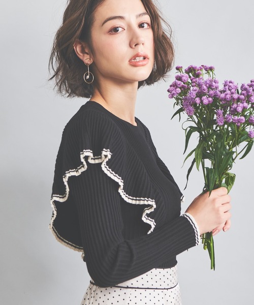 NOELA（ノエラ）の「配色フリルニット（ニット/セーター・レディース・オフホワイト/ベージュ/ブラック・フリー）」の8枚目の写真