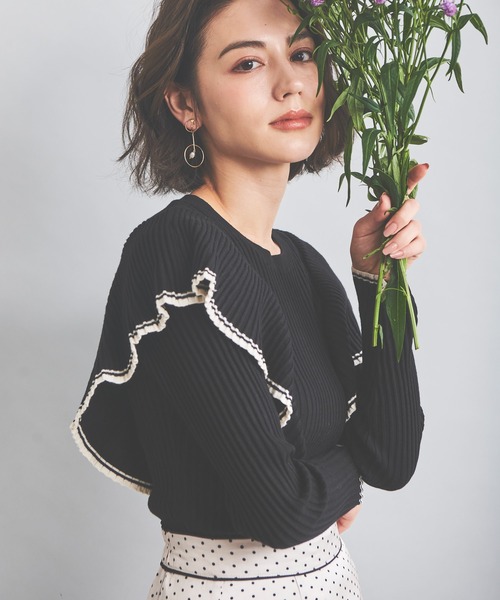 NOELA（ノエラ）の「配色フリルニット（ニット/セーター・レディース・オフホワイト/ベージュ/ブラック・フリー）」の12枚目の写真