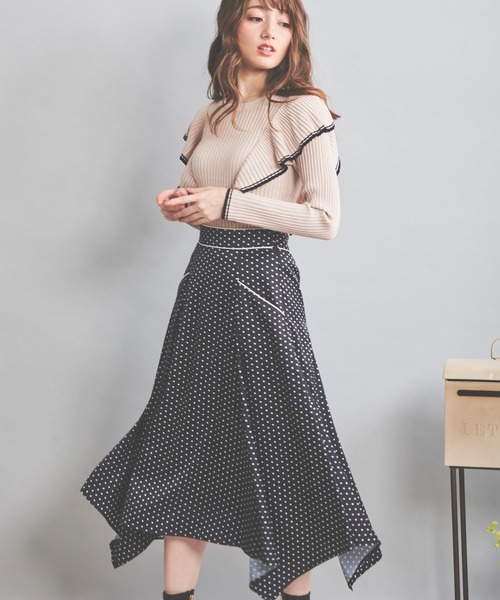 NOELA（ノエラ）の「配色フリルニット（ニット/セーター・レディース・オフホワイト/ベージュ/ブラック・フリー）」の6枚目の写真