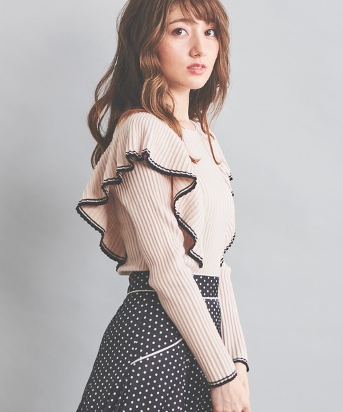 NOELA（ノエラ）の「配色フリルニット（ニット/セーター・レディース・オフホワイト/ベージュ/ブラック・フリー）」の16枚目の写真