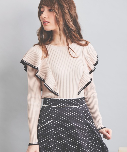 NOELA（ノエラ）の「配色フリルニット（ニット/セーター・レディース・オフホワイト/ベージュ/ブラック・フリー）」の14枚目の写真