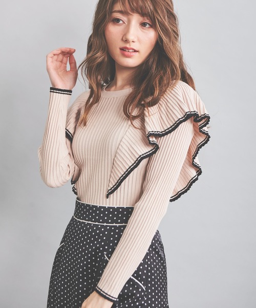 NOELA（ノエラ）の「配色フリルニット（ニット/セーター・レディース・オフホワイト/ベージュ/ブラック・フリー）」の10枚目の写真