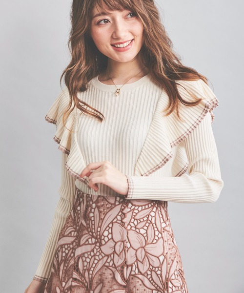 NOELA（ノエラ）の「配色フリルニット（ニット/セーター・レディース・オフホワイト/ベージュ/ブラック・フリー）」の19枚目の写真