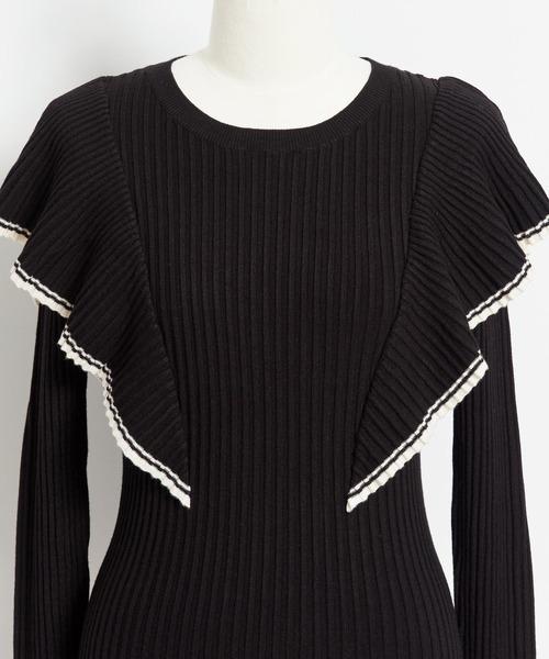 NOELA（ノエラ）の「配色フリルニット（ニット/セーター・レディース・オフホワイト/ベージュ/ブラック・フリー）」の11枚目の写真