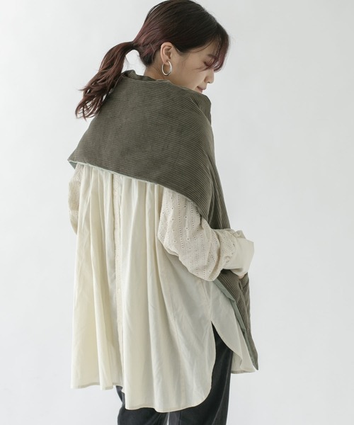 KBF（ケイビーエフ）の「リバーシブルベストストール（マフラー・レディース・ブラック/カーキ・ONE）」の4枚目の写真