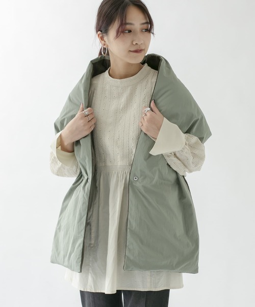 KBF（ケイビーエフ）の「リバーシブルベストストール（マフラー・レディース・ブラック/カーキ・ONE）」の8枚目の写真