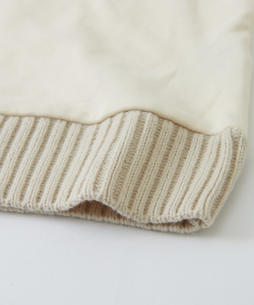 CUBE SUGAR（キューブシュガー）の「カギ針ニット × 裏毛 スウェット