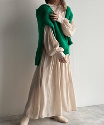 w closet | 表面変化メッシュレース切替ギャザーワンピース(ワンピース)