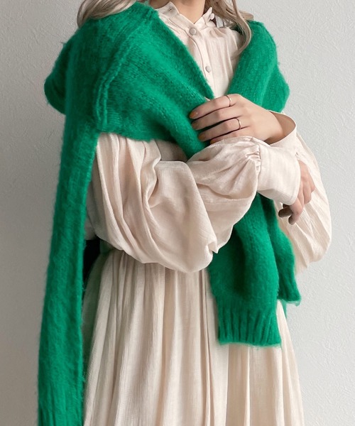 w closet（ダブルクローゼット）の「表面変化メッシュレース切替ギャザーワンピース（ワンピース・レディース・ライム/ブラック/キナリ・FREE）」の9枚目の写真