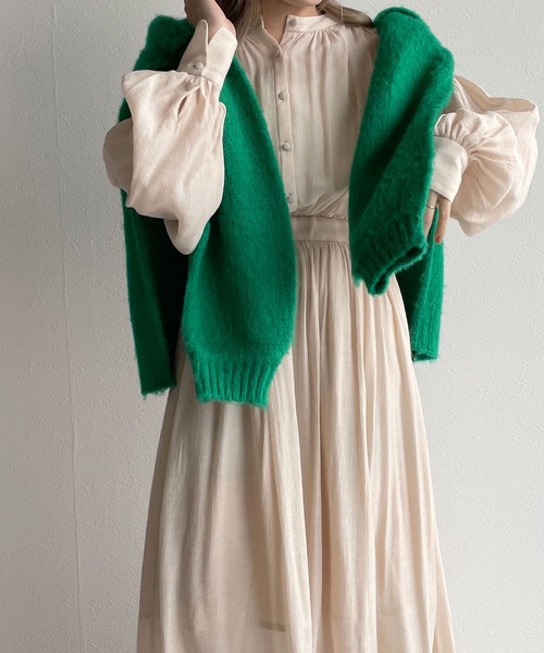 w closet（ダブルクローゼット）の「表面変化メッシュレース切替ギャザーワンピース（ワンピース・レディース・ライム/ブラック/キナリ・FREE）」の12枚目の写真