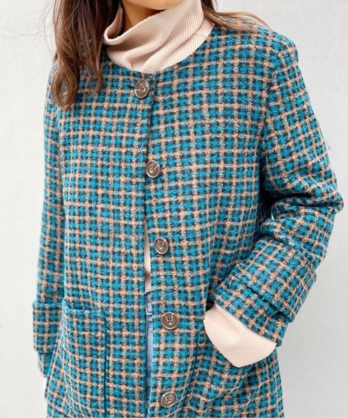 StyleSea（スタイルシー）の「ラビットファーノーカラージャケット（ノーカラージャケット・レディース・グリーン/ブラック/ブラック系・SMALL）」の22枚目の写真