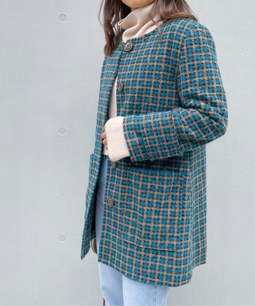 StyleSea（スタイルシー）の「ラビットファーノーカラージャケット（ノーカラージャケット・レディース・グリーン/ブラック/ブラック系・SMALL）」の21枚目の写真