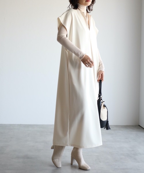 セール】【選べる着丈・素材】ディープVネックジャンスカ / 深スリット