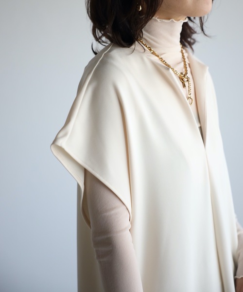 ap retro（アプレトロ）の「【選べる着丈・素材】ディープVネックジャンスカ / 深スリットワンピース（ワンピース・レディース・アイボリー/ブラック/グレー/グレイッシュベージュ/ベージュ/ブラック系その他/ホワイト系その他・FREE/LARGE）」の16枚目の写真