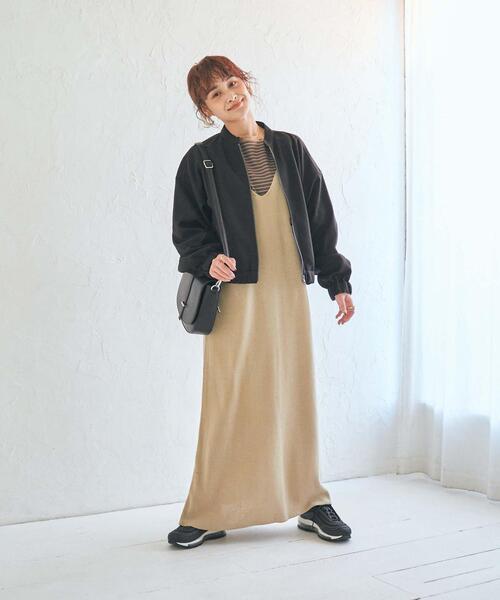 coen(コーエン)の「ハーフミラノニットサロペットワンピース(ワンピース・レディース・ベージュ/ネイビー・MEDIUM/LARGE)」の5枚目の写真