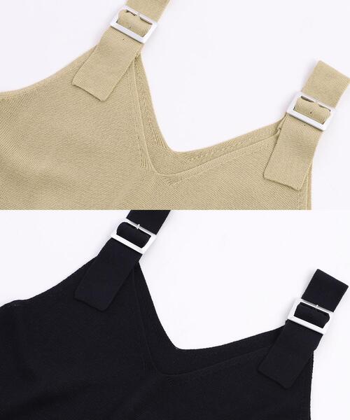 coen(コーエン)の「ハーフミラノニットサロペットワンピース(ワンピース・レディース・ベージュ/ネイビー・MEDIUM/LARGE)」の7枚目の写真