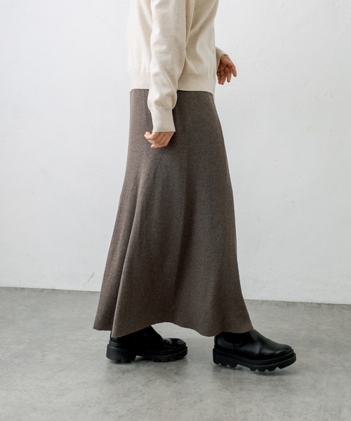 PUAL CE CIN(ピュアルセシン)の「ニットリブスカート(スカート・レディース・チャコールグレー/ブラック/モカ・FREE)」の13枚目の写真