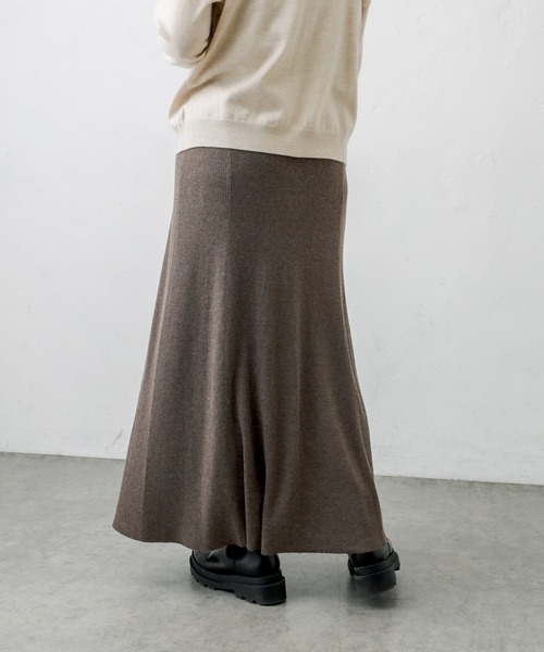 PUAL CE CIN(ピュアルセシン)の「ニットリブスカート(スカート・レディース・チャコールグレー/ブラック/モカ・FREE)」の14枚目の写真