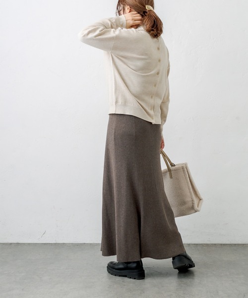 PUAL CE CIN(ピュアルセシン)の「ニットリブスカート(スカート・レディース・チャコールグレー/ブラック/モカ・FREE)」の17枚目の写真