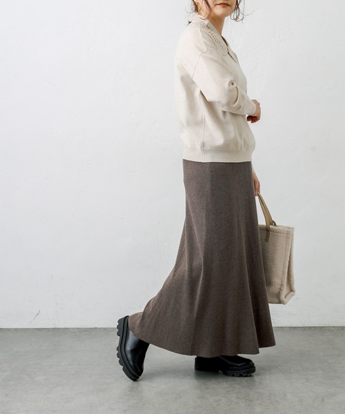 PUAL CE CIN(ピュアルセシン)の「ニットリブスカート(スカート・レディース・チャコールグレー/ブラック/モカ・FREE)」の16枚目の写真