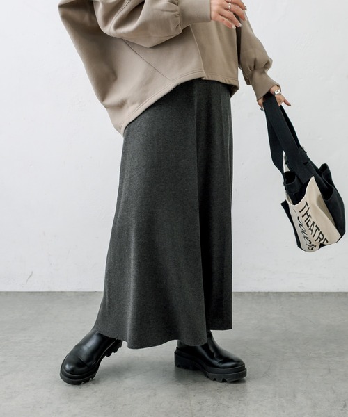PUAL CE CIN(ピュアルセシン)の「ニットリブスカート(スカート・レディース・チャコールグレー/ブラック/モカ・FREE)」の19枚目の写真