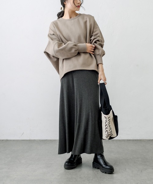 PUAL CE CIN(ピュアルセシン)の「ニットリブスカート(スカート・レディース・チャコールグレー/ブラック/モカ・FREE)」の22枚目の写真