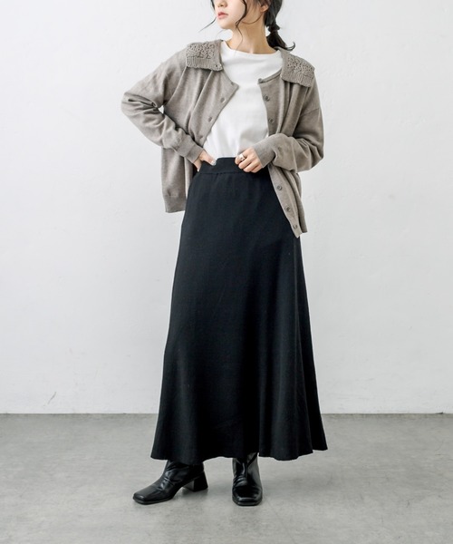 PUAL CE CIN(ピュアルセシン)の「ニットリブスカート(スカート・レディース・チャコールグレー/ブラック/モカ・FREE)」の7枚目の写真