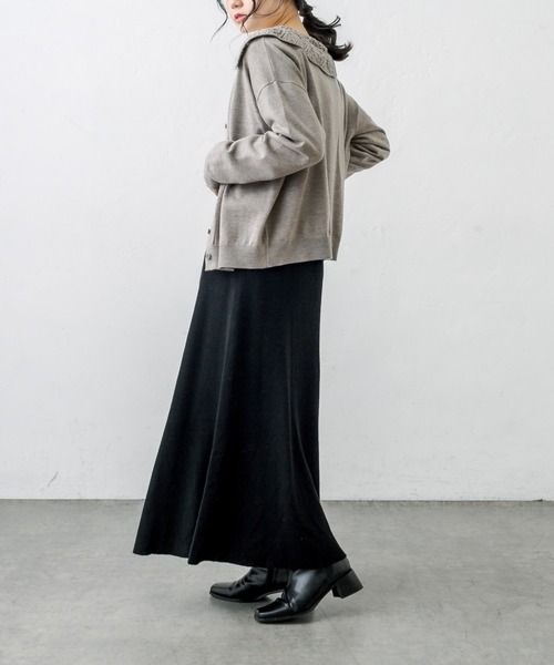 PUAL CE CIN(ピュアルセシン)の「ニットリブスカート(スカート・レディース・チャコールグレー/ブラック/モカ・FREE)」の8枚目の写真