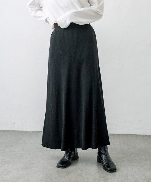 PUAL CE CIN(ピュアルセシン)の「ニットリブスカート(スカート・レディース・チャコールグレー/ブラック/モカ・FREE)」の4枚目の写真