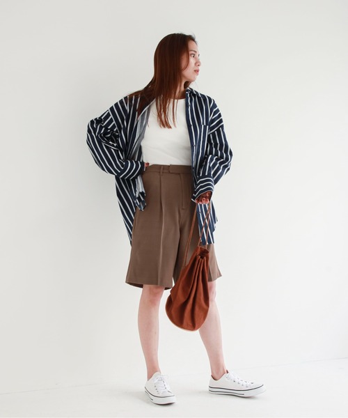 feepur（フェピュール）の「ワンタックハーフパンツ（その他パンツ・レディース・ブラック/アイボリー/モカ・MEDIUM）」の15枚目の写真