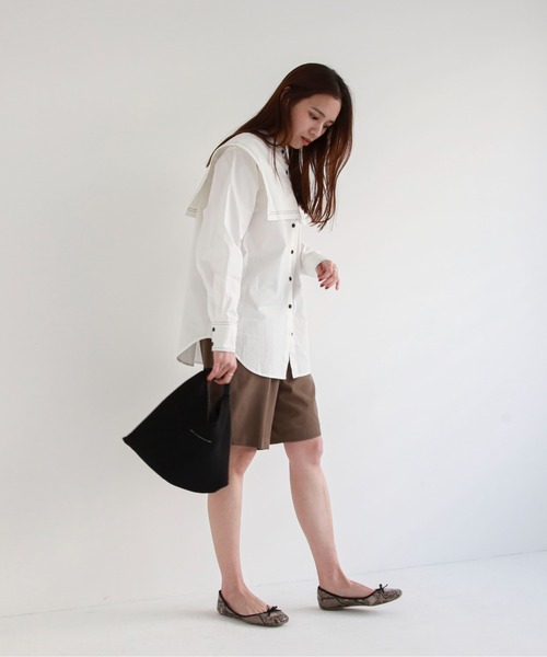 feepur（フェピュール）の「ワンタックハーフパンツ（その他パンツ・レディース・ブラック/アイボリー/モカ・MEDIUM）」の17枚目の写真