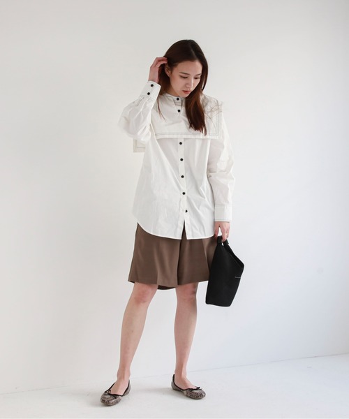 feepur（フェピュール）の「ワンタックハーフパンツ（その他パンツ・レディース・ブラック/アイボリー/モカ・MEDIUM）」の18枚目の写真