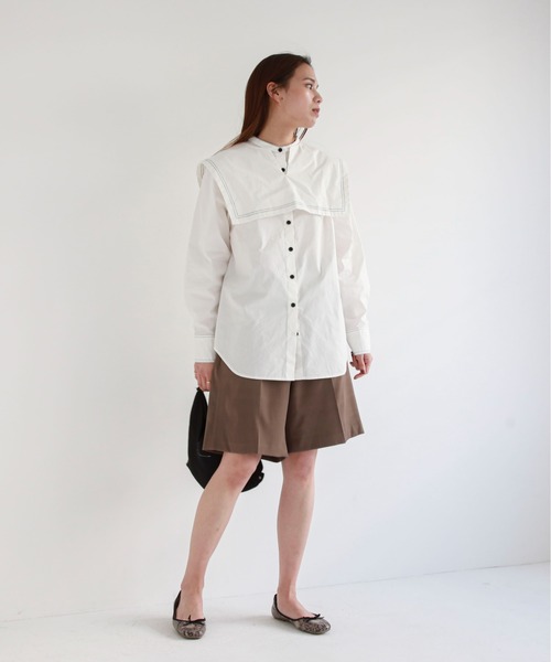 feepur（フェピュール）の「ワンタックハーフパンツ（その他パンツ・レディース・ブラック/アイボリー/モカ・MEDIUM）」の19枚目の写真