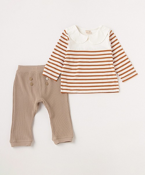 petit main（プティマイン）の「【弱酸性】パネルボーダーTパンツセット（アンサンブル・キッズ・ブルー/オレンジ・80ｃｍ/70cm）」の5枚目の写真