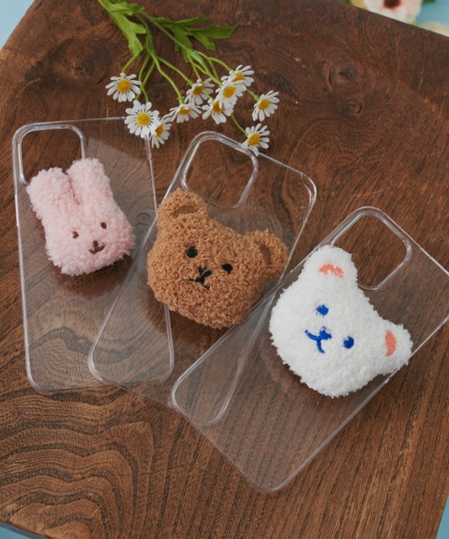 MERLOT(メルロー)の「アニマルスマホグリップ(スマホグッズ・レディース・ホワイト/ブラウン/ピンク・FREE)」の1枚目の写真