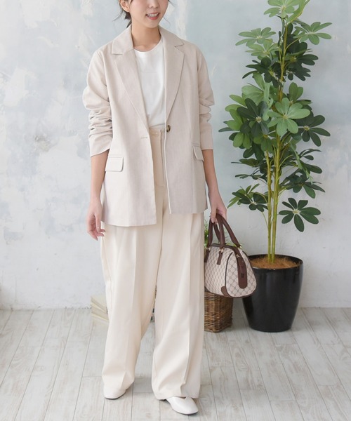 sango（sango）の「コットンリネンベーシックテーラードジャケット（テーラードジャケット・レディース・ブラック/グレー/アイボリー・FREE）」の11枚目の写真