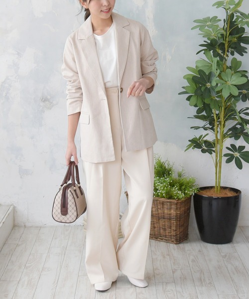 sango（sango）の「コットンリネンベーシックテーラードジャケット（テーラードジャケット・レディース・ブラック/グレー/アイボリー・FREE）」の12枚目の写真