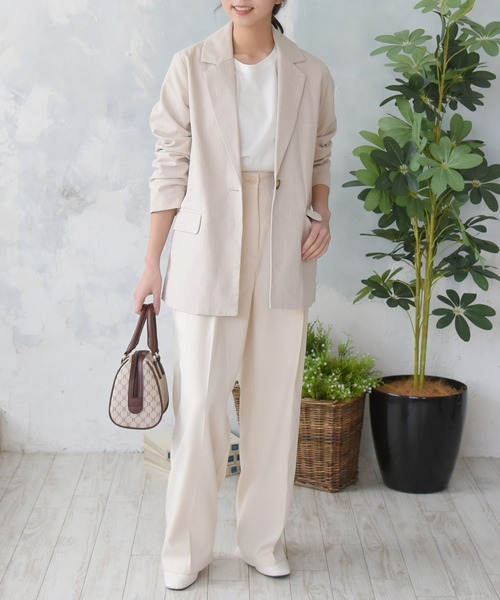 sango（sango）の「コットンリネンベーシックテーラードジャケット（テーラードジャケット・レディース・ブラック/グレー/アイボリー・FREE）」の13枚目の写真