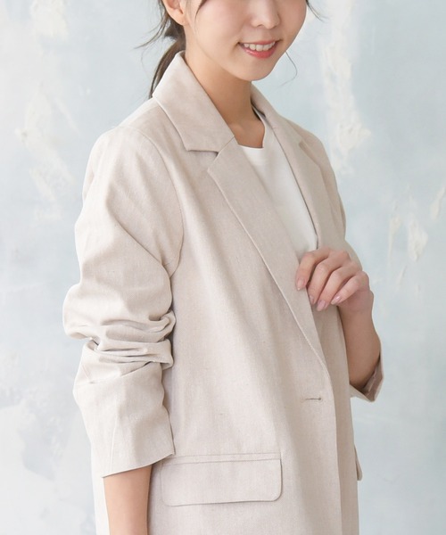 sango（sango）の「コットンリネンベーシックテーラードジャケット（テーラードジャケット・レディース・ブラック/グレー/アイボリー・FREE）」の7枚目の写真