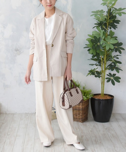 sango（sango）の「コットンリネンベーシックテーラードジャケット（テーラードジャケット・レディース・ブラック/グレー/アイボリー・FREE）」の15枚目の写真