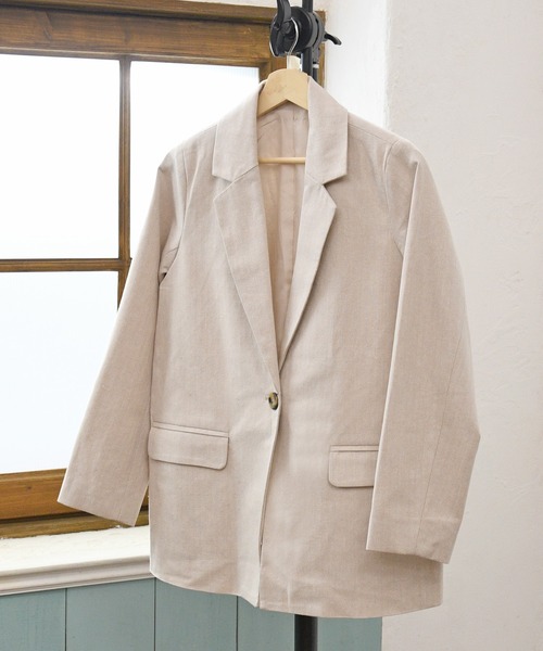 sango（sango）の「コットンリネンベーシックテーラードジャケット（テーラードジャケット・レディース・ブラック/グレー/アイボリー・FREE）」の4枚目の写真