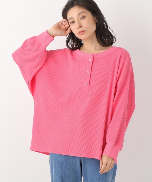 LEPSIM（レプシィム）の「【前後で着られる】2WAYワッフルポンチョ　259275（Tシャツ/カットソー・レディース・ネイビー/ピンク/アイボリー・FREE）」の3枚目の写真