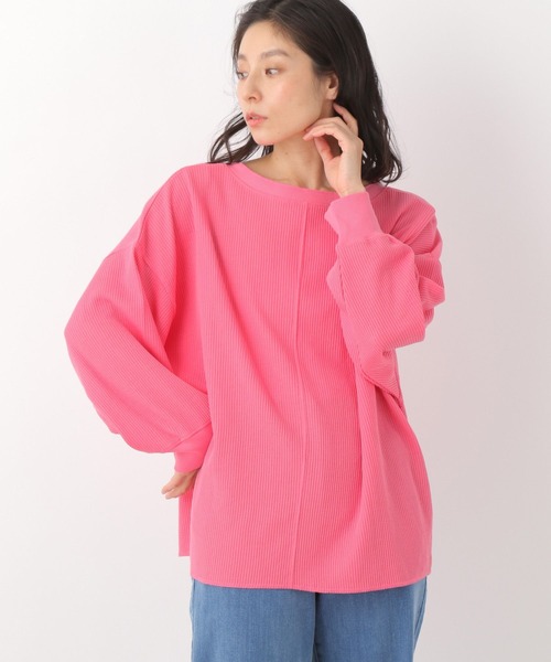 LEPSIM（レプシィム）の「【前後で着られる】2WAYワッフルポンチョ　259275（Tシャツ/カットソー・レディース・ネイビー/ピンク/アイボリー・FREE）」の7枚目の写真