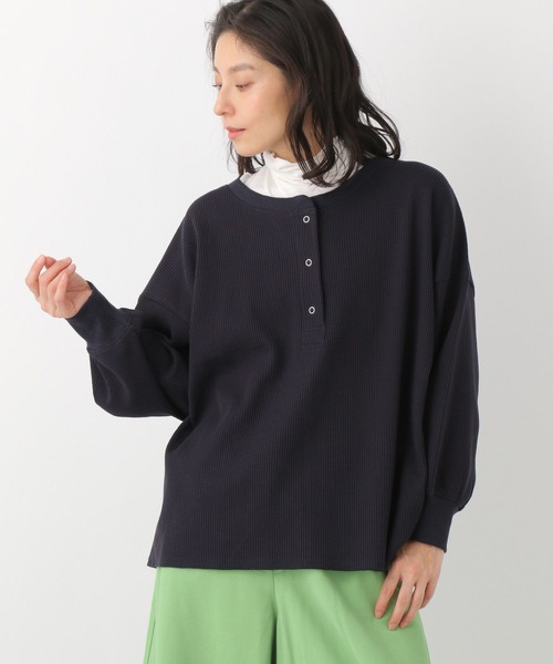 LEPSIM（レプシィム）の「【前後で着られる】2WAYワッフルポンチョ　259275（Tシャツ/カットソー・レディース・ネイビー/ピンク/アイボリー・FREE）」の5枚目の写真