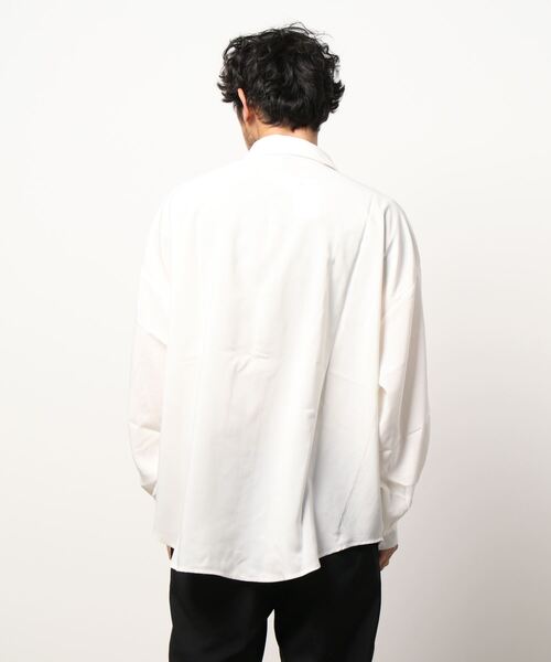 Starting Over（スターティングオーバー）の「ポリ無地 袖ギャザーバルーンロングスリーブ ビッグシャツ/レディース メンズ（シャツ/ブラウス・メンズ・ブラック/サックスブルー/グリーン/ホワイト/グレー/モカ・L/XL/M）」の8枚目の写真