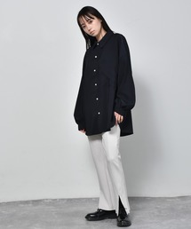 Starting Over | ポリ無地 袖ギャザーバルーンロングスリーブ ビッグシャツ/レディース メンズ(シャツ/ブラウス)